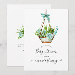 Invitation Watercolor Desert Cactus Baby shower Succulent