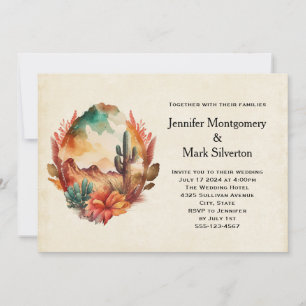 Invitation Watercolor Desert Cactus et Mariage de montagnes