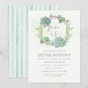 Invitation Watercolor Desert Cactus Fête des mariées Succulen