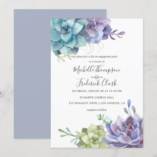 Invitation Watercolor Desert Cactus Succulents Fiançailles