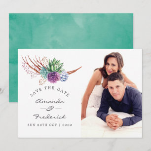 Invitation Watercolor Desert Succulents Mariage Enregistrer l