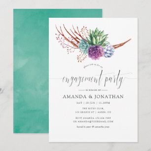 Invitation Watercolor Desert Succulents Partie d'engagement