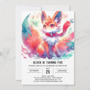 Invitation Watercolor Digital Fox Anniversaire