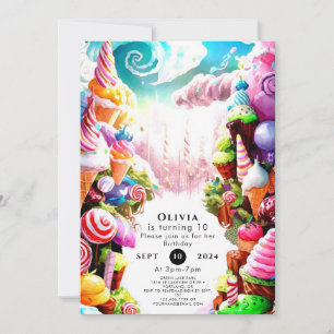Invitation Watercolor Dreamy Candyland Anniversaire