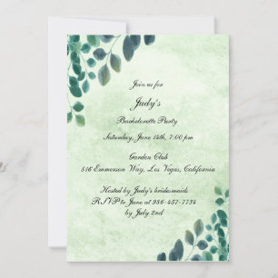 Invitation Watercolor Eucalyptus Feuille Bachelorte Party