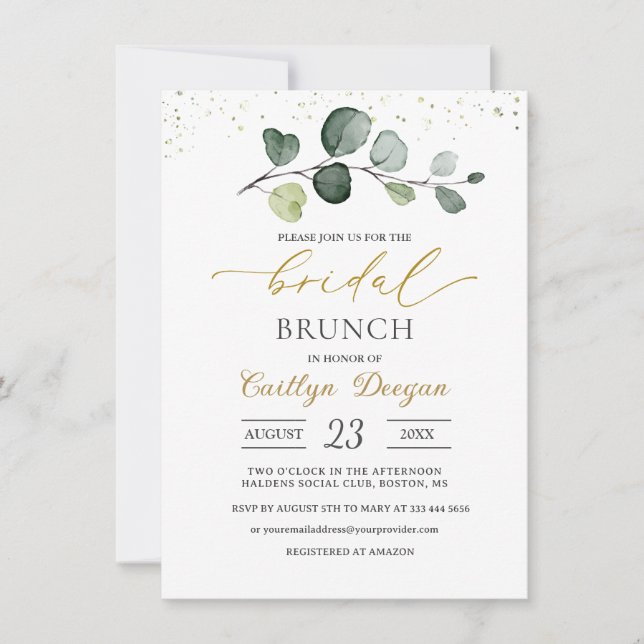Invitation Watercolor Eucalyptus Foliage Bridal Brunch (Devant)