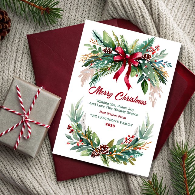 Invitation Watercolor Evergreen Christmas Greeting Card (Créateur téléchargé)