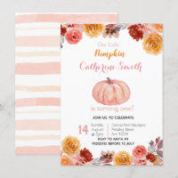 Watercolor Fall Floral Citrouille 1er anniversaire
