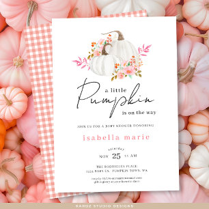 Invitation Watercolor Fall Floral Petit Baby shower Citrouill