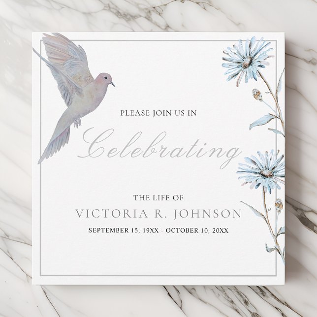 Invitation Watercolor Floral Dove Célébration de la vie (Créateur téléchargé)