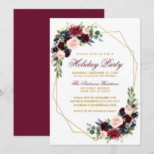 Invitation Watercolor Floral Gold Fête
