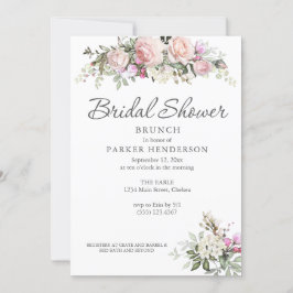 Invitation Watercolor Floral Greenery Brunch nuptial