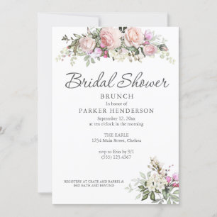 Invitation Watercolor Floral Greenery Brunch nuptial