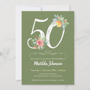Invitation Watercolor Floral Simple 50e fête d'anniversaire