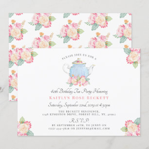 Invitation Watercolor Floral Tea Party   Anniversaire