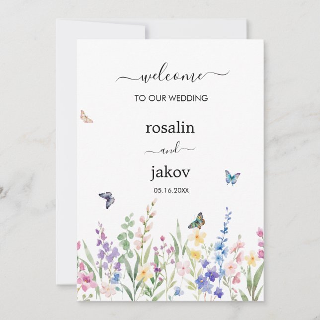 Invitation watercolor floral wedding  (Devant)