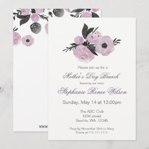 Invitation Watercolor Florals Fête des mères Brunch Tea Party