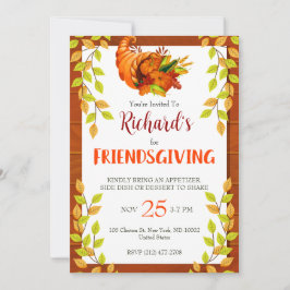 Invitation Watercolor Foliing Thanksgiving Feast Dinner