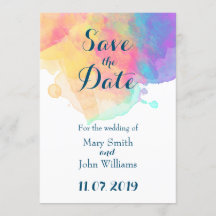 Invitation Watercolor Fun à sauver la date