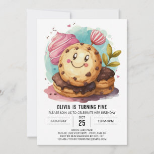 Invitation Watercolor Fun Boho Cookies Anniversaire