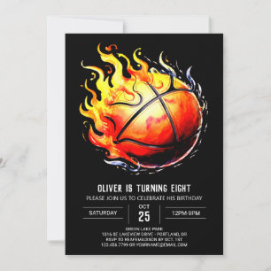 Invitation Watercolor Fun Boy Basketball Anniversaire