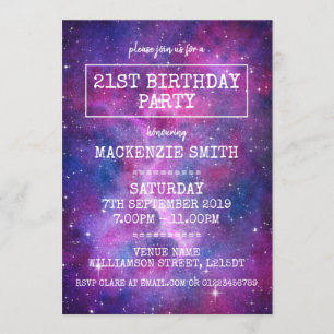 Invitation Watercolor Galaxy fête d'anniversaire