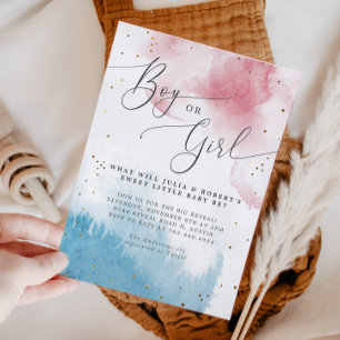 Invitation Watercolor Genre Reveal Party Garçon ou fille