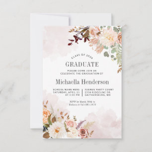 Invitation Watercolor Graduation 2024 Botanical Grad Party