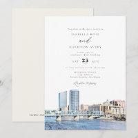Watercolor Grand Rapids Michigan Skyline Mariage