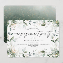 Invitation Watercolor Green Gold Engagement Party
