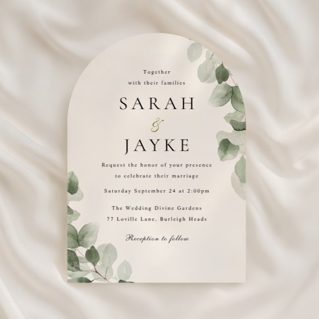 Invitation Watercolor Green Leaf Elegance Arch Wedding (Créateur téléchargé)