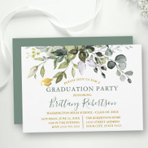 Watercolor Green Sage Green Graduation Party
