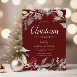 Invitation Watercolor Green Wire Corporate Christmas Party
