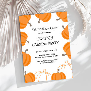 Invitation Watercolor Halloween Citrouille Carving Party