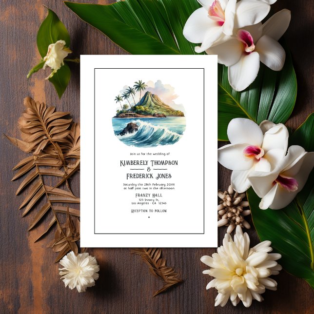 Invitation Watercolor Hawaii Destination Wedding (Hawaii Wedding Cover)