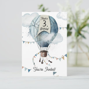 Invitation Watercolor Hot Air Balloon // Anniversaire de l’en
