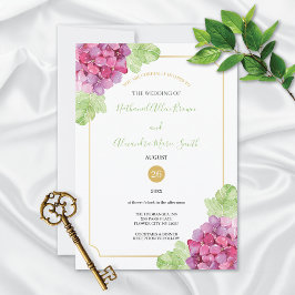 Invitation Watercolor Hydrangeas Pink Shades Wedding