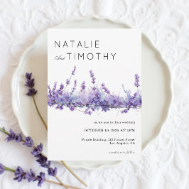 Invitation Watercolor Lavender Rustic Boho Botanical Wedding