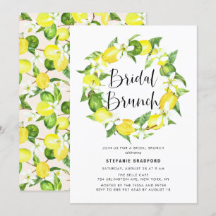 Invitation Watercolor Lemon Blossom Wreath Bridal Brunch