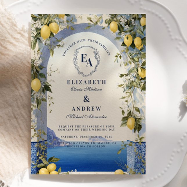 Invitation Watercolor Lemon Branch Mariage italien (Créateur téléchargé)