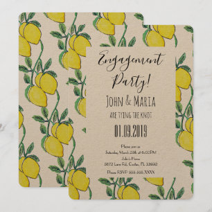 Invitation Watercolor Lemon Vine Bund'engagement Partie