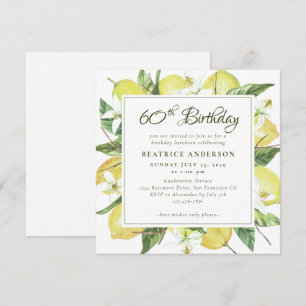 Invitation Watercolor Lemon Wreath 80th Birthday Brunch