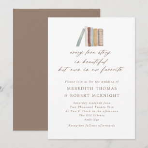 Invitation Watercolor Livres Chaque histoire d'amour Mariage 
