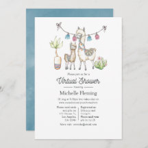 Watercolor Llama thème Baby shower virtuel