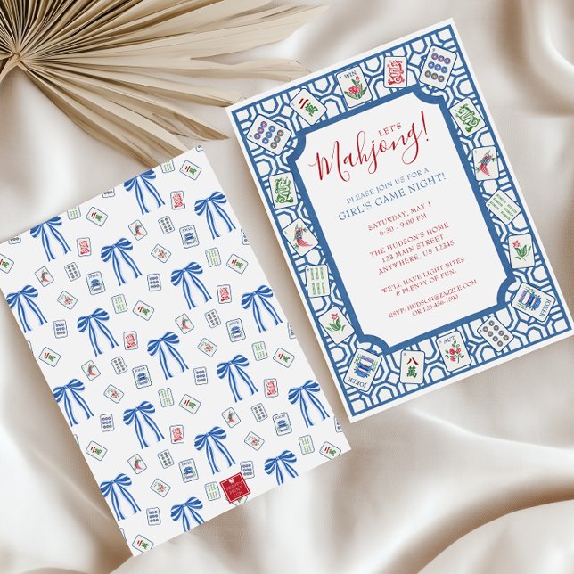 Invitation Watercolor Mahjong Tiles Party (Créateur téléchargé)