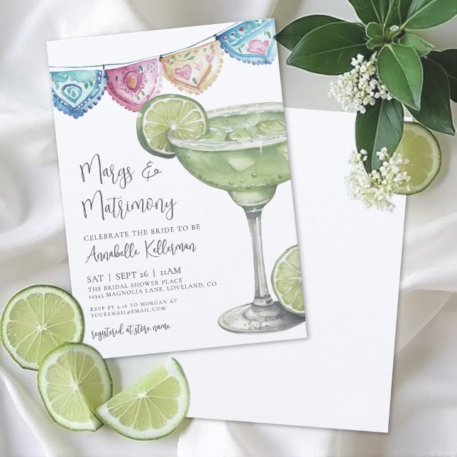 Invitation Watercolor Margarita Bridal Shower (Watercolor Margarita Bridal Shower Invitation)