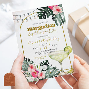 Invitation Watercolor Margaritas par Pool Tropical Party