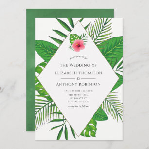 Invitation Watercolor Mariage de plage tropicale