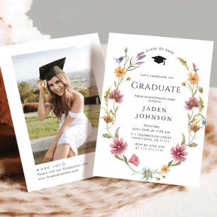 Invitation Watercolor Meadow Fleur sauvage Boho Graduation Pa
