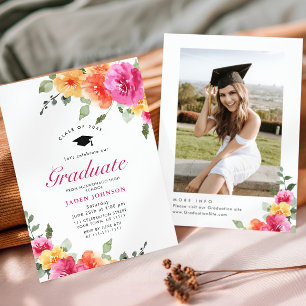 Invitation Watercolor Meadow Fleur sauvage Boho Graduation Pa